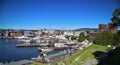 OSLO, NORWAY Ã¢â¬â AUGUST 17, 2016: View of panorama on Oslo Harbour and Oslo City Hall from Akershus fortress in Oslo, Norway on A Royalty Free Stock Photo